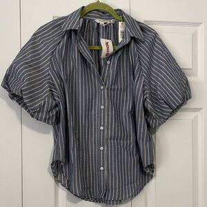 Unbranded Blue Striped womans Button-Up Shirt